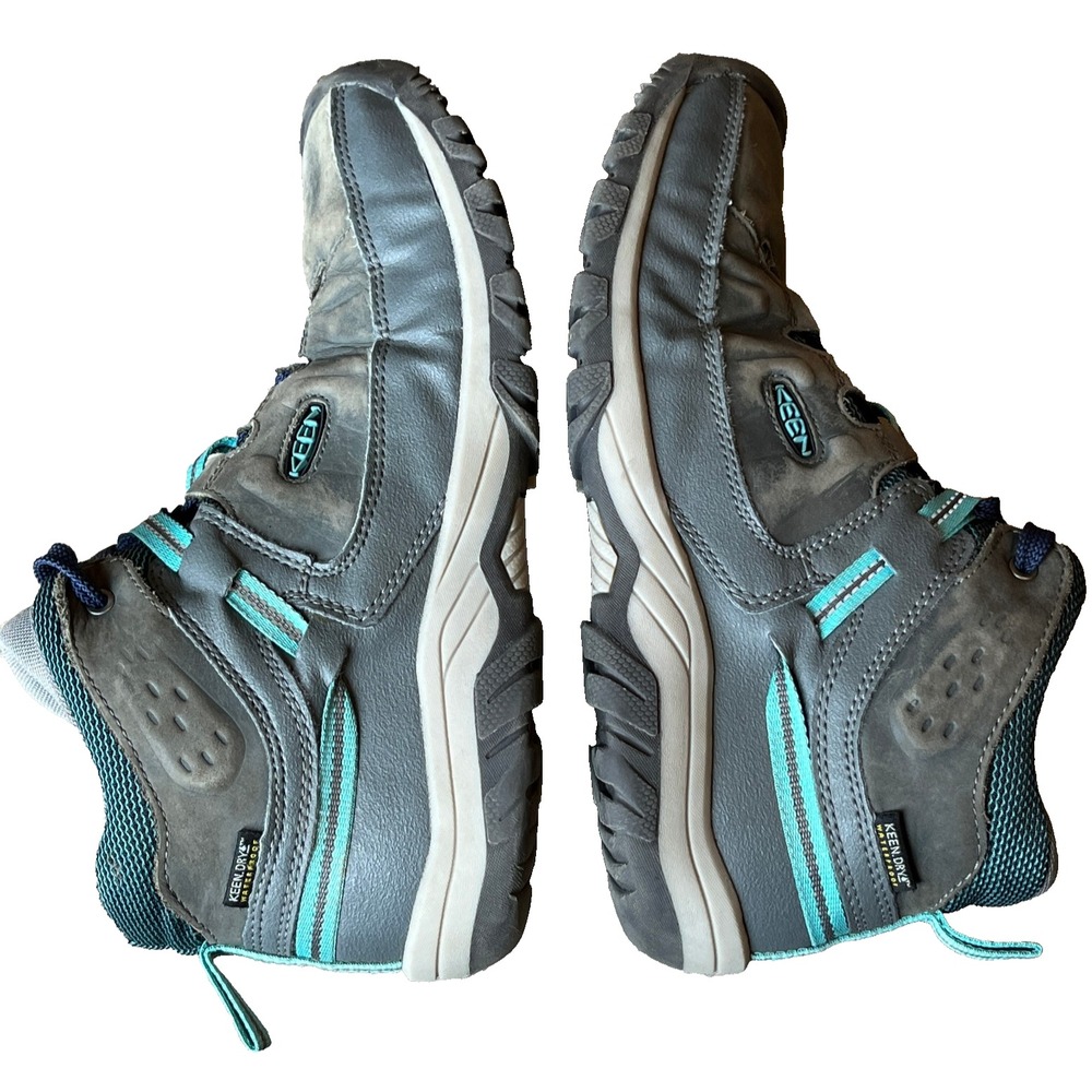 Keen Targhee Mid Waterproof Hiking Boots Gray Leather Youth 7 Womens 8 EU 39